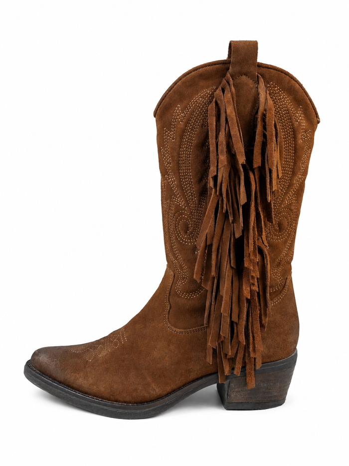 Jane Suede Brown High Fringe