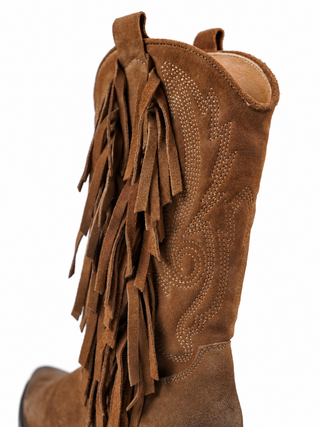 Jane Suede Brown High Fringe