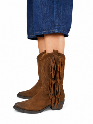 Jane Suede Brown High Fringe