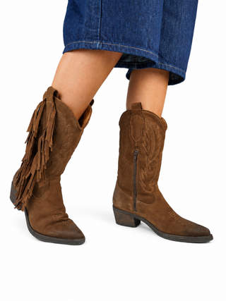 Jane Suede Brown High Fringe