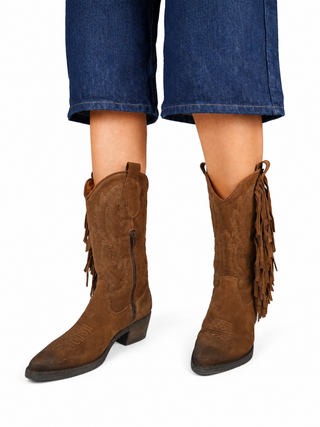 Jane Suede Brown High Fringe