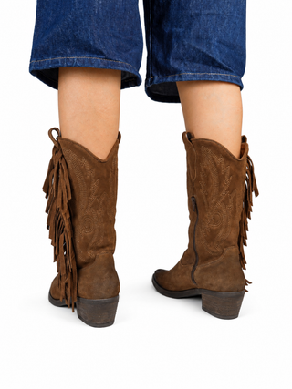 Jane Suede Brown High Fringe